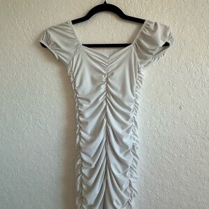 Elegant White Ruched Dress